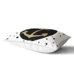 Siyah Zeminli Gold Çapa Desenli Dijital Baskılı Modern Dikdörtgen Yastık Kırlent Kılıfı Realhomes