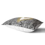 Siyah Onedraw Çizimli Gold Renkli Kalp Desenli Modern Dikdörtgen Yastık Kırlent Kılıfı Realhomes