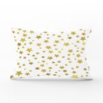 Beyaz Zeminli Gold Renkli Çoklu Yıldız Detayli Modern Dikdörtgen Yastık Kırlent Kılıfı Realhomes