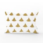 Beyaz Zeminde Gold Renkli Çam Ağacı Desenli Dijital Baskılı Modern Dikdörtgen Kırlent Kılıfı Realhomes