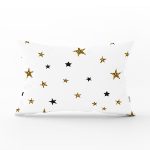 Beyaz Zemin Üzerinde Gold Yıldızlı Dijital Baskılı Modern Dikdörtgen Yastık Kırlent Kılıfı Realhomes
