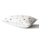 Beyaz Zemin Üzerinde Gold Yıldızlı Dijital Baskılı Modern Dikdörtgen Yastık Kırlent Kılıfı Realhomes