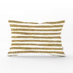 Beyaz Zeminde Gold Zigzag Desenli Dijital Baskılı Modern Dikdörtgen Yastık Kırlent Kılıfı Realhomes