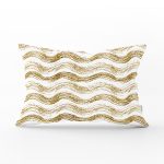 Beyaz Zeminde Gold Çizgili Dijital Baskılı Modern Dikdörtgen Yastık Kırlent Kılıfı Realhomes