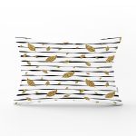 - Rh-Dik-7163-Gorsel1 - Realhomes Siyah Beyaz Zeminli Gold Yaprak Desenli Dijital Baskılı Modern Dikdörtgen Yastık Kılıfı Realhomes