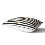 - Rh-Dik-7165-Gorsel2 - Realhomes Siyah Beyaz Zeminli Gold Yaprak Desenli Dijital Baskılı Modern Dikdörtgen Yastık Kılıfı Realhomes