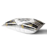 Siyah Beyaz Zeminde Gold Yapraklı Thanks Yazılı Modern Dikdörtgen Yastık Kırlent Kılıfı Realhomes