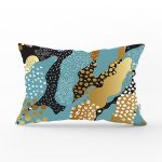 Renkli Zeminde Gold Detaylı Dijital Baskılı Modern Dikdörtgen Yastık Kırlent Kılıfı Realhomes