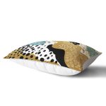 - Rh-Dik-7172-Gorsel2 - Realhomes Sıyah Beyaz Zeminde Gold Detaylı Renkli Çizim Dijital Baskılı Modern Dikdörtgen Yastık Kılıfı Realhomes