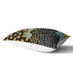 - Rh-Dik-7174-Gorsel2 - Realhomes Sıyah Beyaz Zeminde Gold Detaylı Renkli Çizim Dijital Baskılı Modern Dikdörtgen Yastık Kılıfı Realhomes