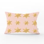 - Rh-Dik-7176-Gorsel1 - Realhomes Pudra Zeminde Gold Renkli Kar Tanesi Desenli Dijital Baskılı Modern Dikdörtgen Kırlent Kılıfı Realhomes