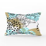 - Rh-Dik-7179-Gorsel1 - Realhomes Renkli Zemin Uzerinde Onedraw Çizimli Dijital Baskılı Modern Dikdörtgen Yastık Kırlent Kılıfı Realhomes