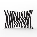 Beyaz Zeminli Siyah Çizgi Desenli Dijital Baskılı Modern Dikdörtgen Yastık Kırlent Kılıfı Realhomes