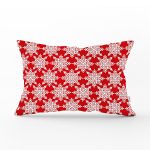 Kırmızı Zemin Üzerinde Beyaz Kartanesi Desenli Modern Dikdörtgen Yastık Kırlent Kılıfı Realhomes