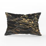 - Rh-Dik-7191-Gorsel1 - Realhomes Gri Siyah Zemin Üzerinde Gold Detaylı Çizim Desenli Dikdörtgen Yastık Kırlent Kılıfı Realhomes