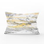 Gri Zemin Üzerinde Gold Detaylı Soft Çizim Desenli Modern Dikdörtgen Yastık Kırlent Kılıfı Realhomes