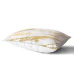 Gri Beyaz Zemin Üzerinde Gold Detaylı Çizim Desenli Dikdörtgen Yastık Kırlent Kılıfı Realhomes