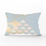 Renkli Zemin Üzerinde Üçgen Desenli Dijital Baskılı Modern Dikdörtgen Yastık Kırlent Kılıfı Realhomes