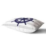 Gri Beyaz Çizgili Çapa Desenli Dijital Baskılı Modern Dikdörtgen Yastık Kırlent Kılıfı Realhomes