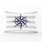 Gri Beyaz Zeminde Pusula Desenli Dijital Baskılı Modern Dikdörtgen Yastık Kırlent Kılıfı Realhomes