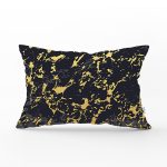 Siyah Zeminde Gold Detaylı Çizim Dijital Baskılı Modern Dikdörtgen Yastık Kırlent Kılıfı Realhomes