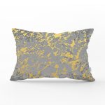 Antrasit Zemin Üzerinde Gold Detaylı Çizim Desenli Modern Dikdörtgen Yastık Kırlent Kılıfı Realhomes