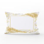 Beyaz Zemin Üzerinde Gold Renkli Yaprak Desenli Modern Dikdörtgen Yastık Kırlent Kılıfı Realhomes