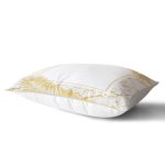 Beyaz Zemin Üzerinde Gold Renkli Yaprak Desenli Modern Dikdörtgen Yastık Kırlent Kılıfı Realhomes