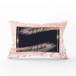 - Rh-Dik-7210-Gorsel1 - Realhomes Pudra Zemin Üzerinde Yaprak Detaylı Dijital Baskılı Modern Dikdörtgen Yastık Kırlent Kılıfı Realhomes