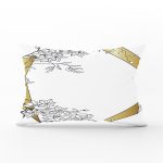 - Rh-Dik-7217-Gorsel1 - Realhomes Beyaz Zemin Üzerinde Gold Detaylı Yaprak Desenli Modern Dikdörtgen Yastık Kırlent Kılıfı Realhomes