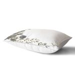 Beyaz Zemin Üzerinde Gold Detaylı Yaprak Desenli Modern Dikdörtgen Yastık Kırlent Kılıfı Realhomes