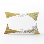 - Rh-Dik-7219-Gorsel1 - Realhomes Gold Zeminli Beyaz Yaprak Desenli Dijital Baskılı Modern Dikdörtgen Yastık Kırlent Kılıfı Realhomes