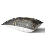 Siyah Zeminde Gold Renkli Çizim Desenli Dijital Baskılı Modern Dikdörtgen Yastık Kılıfı Realhomes