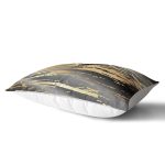 Siyah Zeminde Gold Renkli Çizim Desenli Dijital Baskılı Modern Dikdörtgen Yastık Kılıfı Realhomes