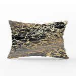 Siyah Zeminde Gold Renkli Çizim Desenli Dijital Baskılı Modern Dikdörtgen Yastık Kılıfı Realhomes