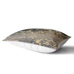 Siyah Zeminde Gold Renkli Çizim Desenli Dijital Baskılı Modern Dikdörtgen Yastık Kılıfı Realhomes