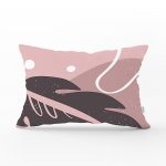 - Rh-Dik-7232-Gorsel1 - Realhomes Pudra Zeminde Yaprak Desenli Dijital Baskılı Modern Dikdörtgen Yastık Kırlent Kılıfı Realhomes