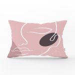 - Rh-Dik-7233-Gorsel1 - Realhomes  Pudra Zeminde Onedraw Çizimli Silüet Dijital Baskılı Modern Dikdörtgen Yastık Kırlent Kılıfı Realhomes