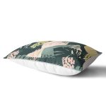 Koyu Zemin Üzerinde Onedraw Çizimli Yeşil Renkli Yapraklar Dikdörtgen Yastık Kırlent Kılıfı Realhomes