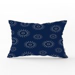Lacivert Zeminli Puantiye Desenli Dijital Baskılı Modern Dikdörtgen Yastık Kırlent Kılıfı Realhomes