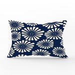 Lacivert Zemin Üzerinde Onedraw Çizimli Papatya Modern Dikdörtgen Yastık Kırlent Kılıfı Realhomes