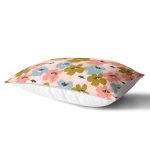Pudra Zeminde Onedraw Çizimli Rengarenk Çiçek Desenli Modern Dikdörtgen Yastık Kırlent Kılıfı Realhomes