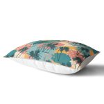 Renkli Zemin Üzerinde Palmiye Desenli Dijital Baskılı Modern Dikdörtgen Yastık Kırlent Kılıfı Realhomes