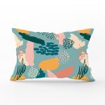 Renkli Zemin Üzerinde Onedraw Çizimli Dijital Baskılı Modern Dikdörtgen Yastık Kırlent Kılıfı Realhomes