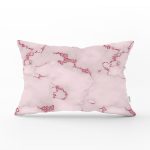 Pudra Zeminli Pembe Renkli Çizim Dijital Baskılı Modern Dikdörtgen Yastık Kırlent Kılıfı Realhomes