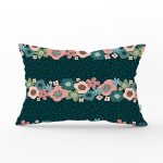 Rengarenk Zemin Üzerinde Çiçek Desenli Dijital Baskılı Modern Dikdörtgen Yastık Kırlent Kılıfı Realhomes