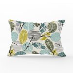 Beyaz Zemin Üzerinde Yaprak Desenli Dijital Baskılı Modern Dikdörtgen Yastık Kırlent Kılıfı Realhomes