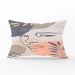 Beyaz Zeminde Onedraw Çizimli Bayan Silüeti Dijital Baskılı Modern Dikdörtgen Kırlent Kılıfı Realhomes