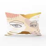 Soft Renkli Zeminli Bayan Silüeti Dijital Baskılı Modern Dikdörtgen Yastık Kırlent Kılıfı Realhomes