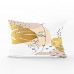 Soft Renkli Zeminli Bayan Silüeti Dijital Baskılı Modern Dikdörtgen Yastık Kırlent Kılıfı Realhomes